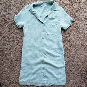 Blue button up shirt dress